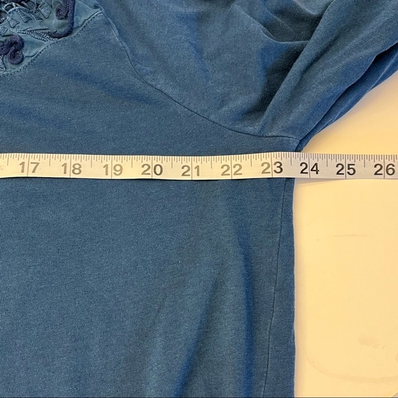 Soft Surroundings Womens Blue Puff Sleeve Boho Peasant Embroidered Blouse L - Picture 2 of 13